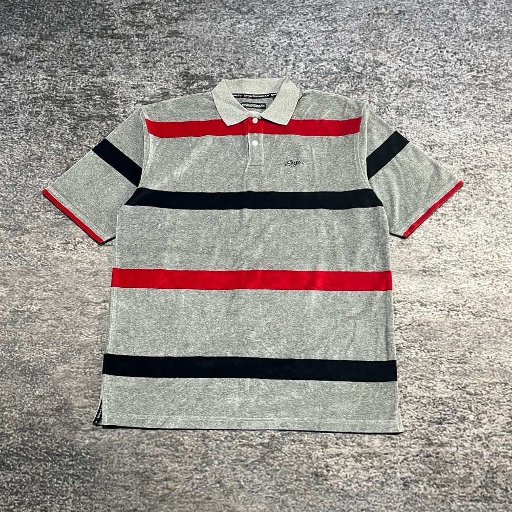 Vintage Enyce Polo Shirt Mens Large Gray Striped Y2K 2000s Hip-Hop Oversized‎